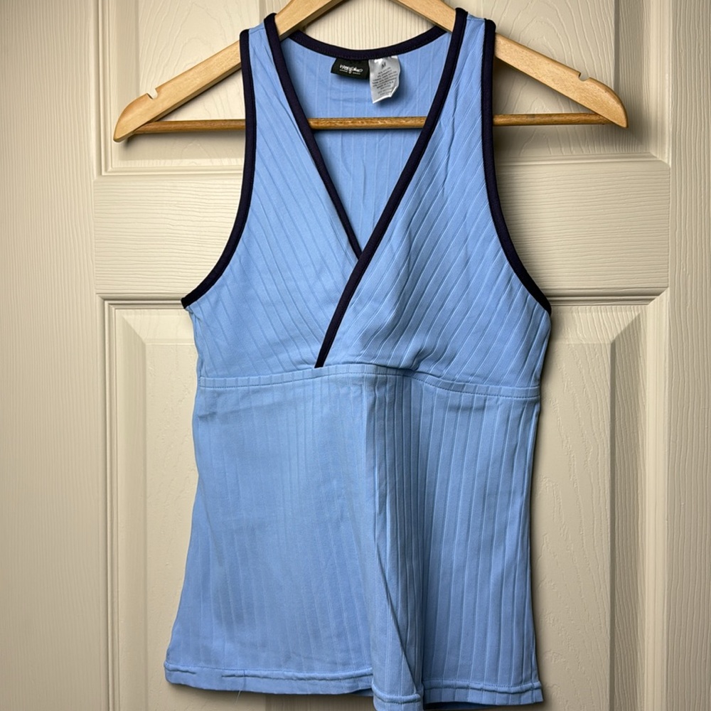 Mossimo Athletic Racerback Tank Top with built in bra Blue and Deep Purple M